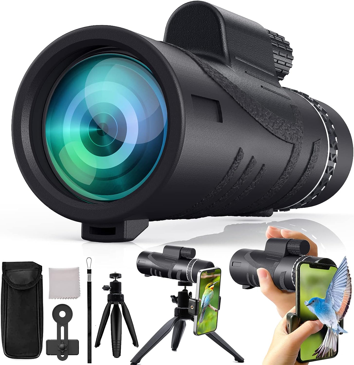 New 2023 80x100 HD Monoculars for Adults high Powered,Fyzpaea BAK-4 Prism and FMC Lens Monocular Telescope for Smartphone,Low Night Vision Monoculars for Bird Watching/Wildlife/Hunting/Hiking